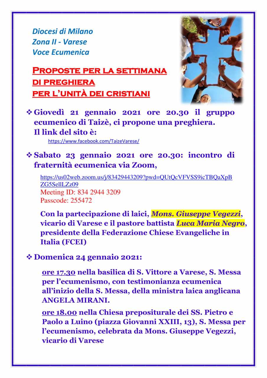 2021 ottava preghiere unione cristiani