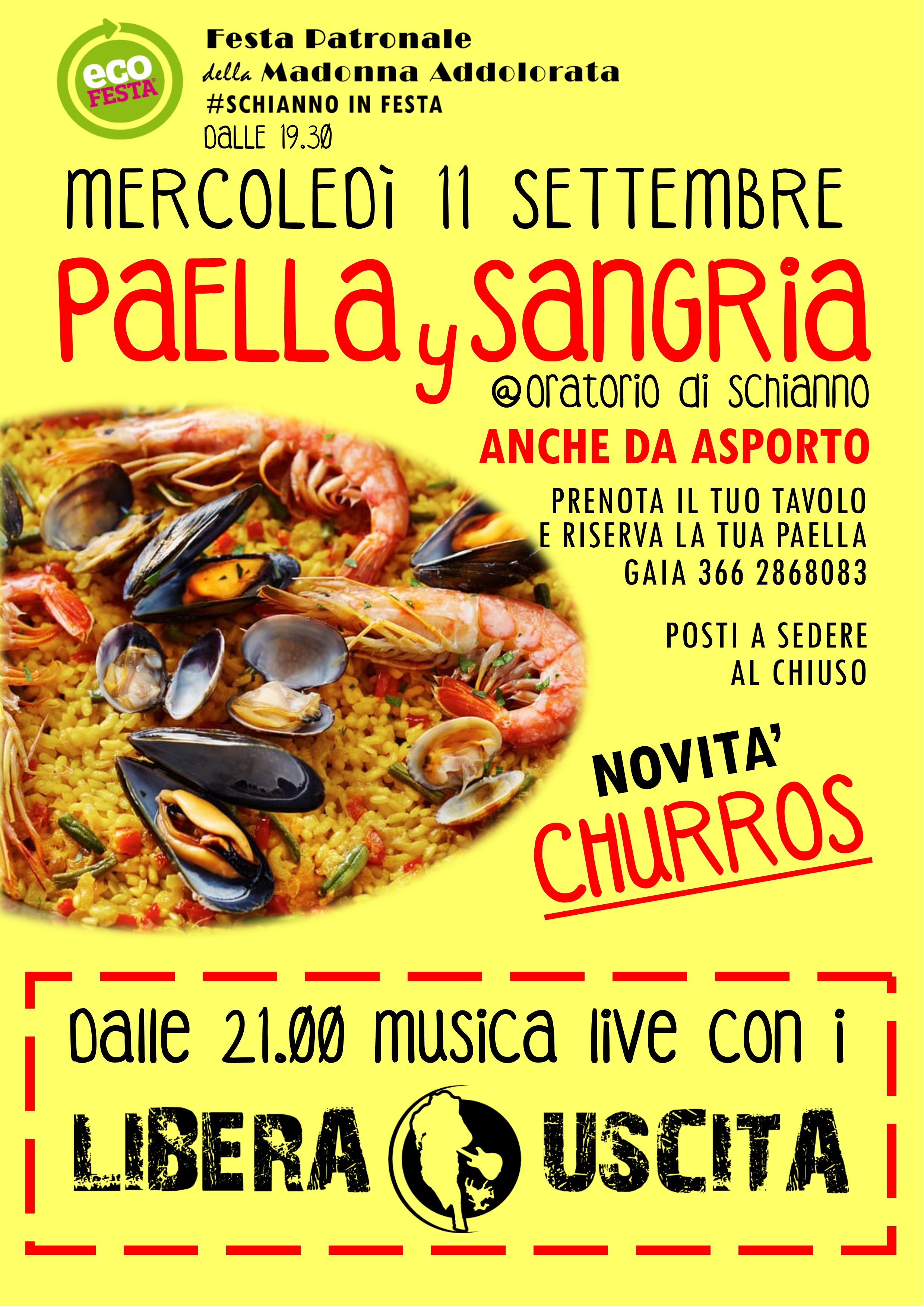 FESTAPATR2019 11 Mercoledi Paella Sangria Libera Uscita